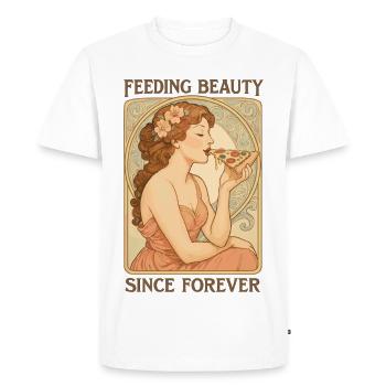 Art Nouveau Pizza Pin-Up - Feeding Beauty - T-shirt Premium bio Homme - blanc - Devant - Nico (187cm)