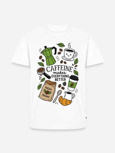 Caffeine Makes Everything Better - Männer Premium Bio T-Shirt - Weiß
