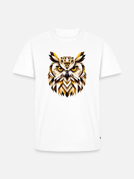 Abstrakte geometrische Eule - Farbgestaltung - Männer Premium Bio T-Shirt - Weiß
