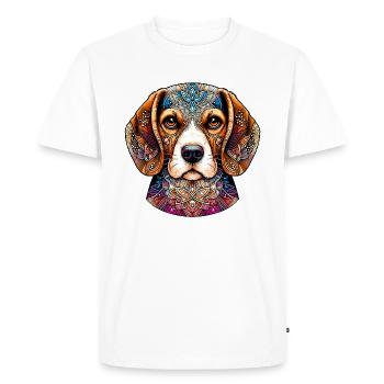 Ornate Beagle Mandala Portrait - Men's Premium Organic T-Shirt - white - Front - Nico (187cm)