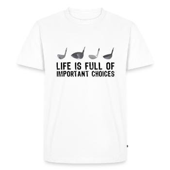 Retro Golfing Gift for Golfer Choices - Men's Premium Organic T-Shirt - white - Front - Nico (187cm)