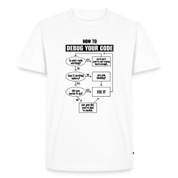 Programming Code Coding Funny Debug Gift - Men's Premium Organic T-Shirt - white - Front - Nico (187cm)