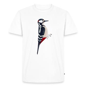 Great spotted Woodpecker Bird Illustration - Men's Premium Organic T-Shirt - white - Front - Nico (187cm)