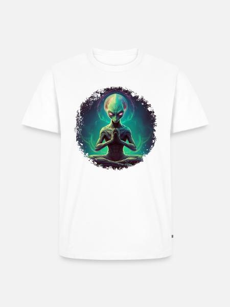 Aliens Yoga / Yogi Alien - Männer Premium Bio T-Shirt - Weiß