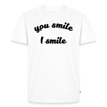 Tu souris Je souris Citation - T-shirt Premium bio Homme - blanc - Devant - Nico (187cm)