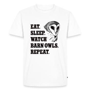 Effraie des clochers Eat Sleep Repeat Shirt Amant de chouette - T-shirt Premium bio Homme - blanc - Devant - Nico (187cm)
