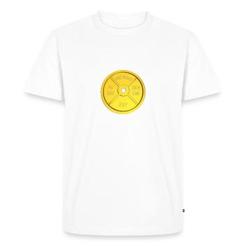 Weight Plate Banner "Its My Life" white - Men's Premium Organic T-Shirt - white - Front - Nico (187cm)