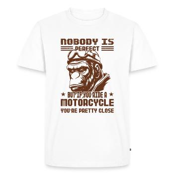 Biker Nobody Is Perfect - Moto - T-shirt Premium bio Homme - blanc - Devant - Nico (187cm)