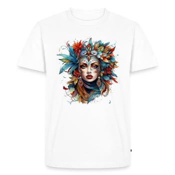 Masque de fête de carnaval tête de fleur femme - T-shirt Premium bio Homme - blanc - Devant - Nico (187cm)