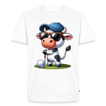 Cow Golfer Golf Course Dog Owner - Men's Premium Organic T-Shirt - white - Front - Nico (187cm)