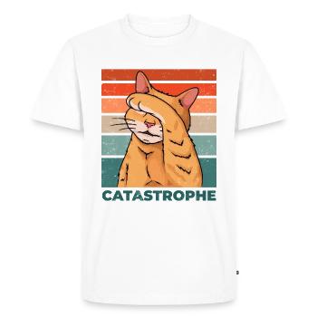 Catastrophe de chat Catastrophe Dicton drôle - T-shirt Premium bio Homme - blanc - Devant - Nico (187cm)