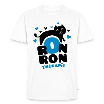 Ronronthérapie, pour les amoureux des chats ! - T-shirt Premium bio Homme - blanc - Devant - Nico (187cm)