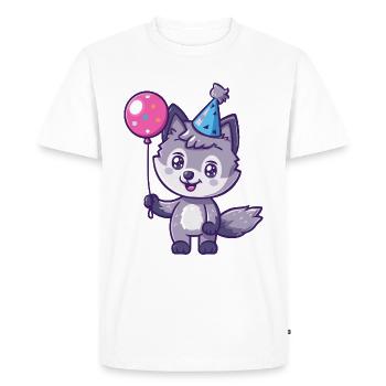 Wolf Birthday Baby - Men's Premium Organic T-Shirt - white - Front - Nico (187cm)