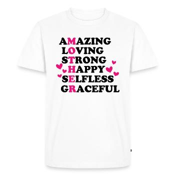 Amazing loving strong happy selfless graceful - T-shirt Premium bio Homme - blanc - Devant - Nico (187cm)