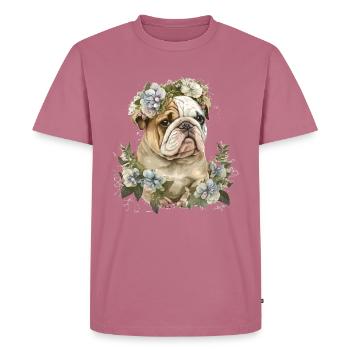 Bulldog inglese - Maglietta ecologica premium da uomo - malva - Fronte - Nico (187cm)