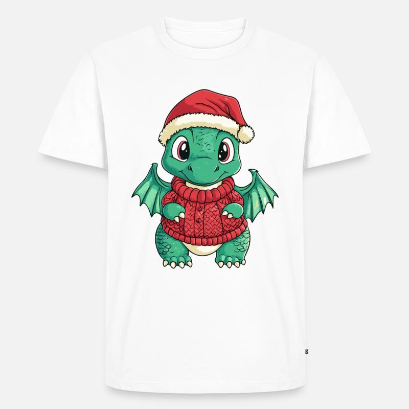 Drache Weihnachten Comic - Männer Premium Bio T-Shirt - Weiß