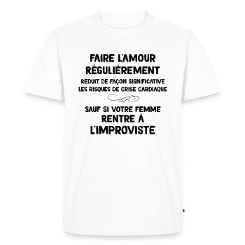 Citation Homme Humour Mariage Couple - T-shirt Premium bio Homme - blanc - Devant - Nico (187cm)