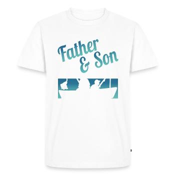 Père Fils Pêche - T-shirt Premium bio Homme - blanc - Devant - Nico (187cm)