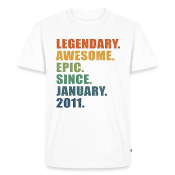 12e anniversaire, janvier 2011, 12e anniversaire - T-shirt Premium bio Homme - blanc - Devant - Nico (187cm)