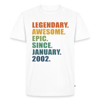 21e anniversaire, janvier 2002, 21e anniversaire - T-shirt Premium bio Homme - blanc - Devant - Nico (187cm)