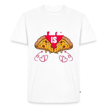 Pizza is my Valentine Valentine's Day 14.2. Love Fun - Men's Premium Organic T-Shirt - white - Front - Nico (187cm)