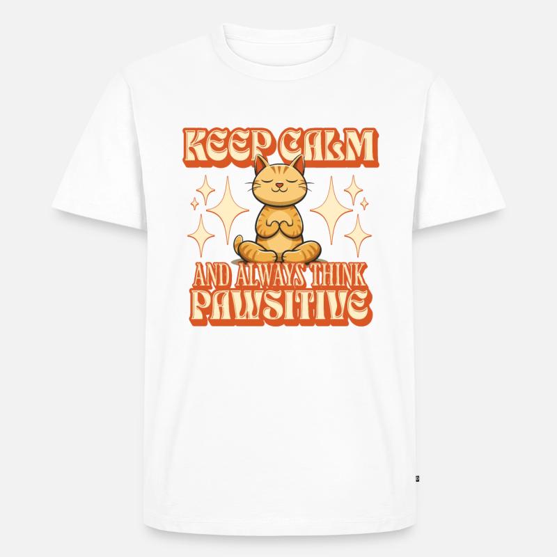 Keep Calm - always think PAWsitive - Männer Premium Bio T-Shirt - Weiß