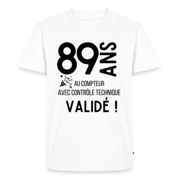 89 ans validé - T-shirt Premium bio Homme - blanc - Devant - Nico (187cm)