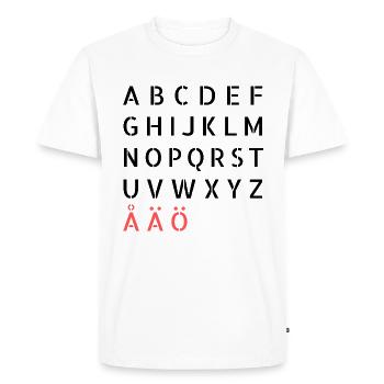Suédois Alfabet ABC de Sweden Alphabet - T-shirt Premium bio Homme - blanc - Devant - Nico (187cm)