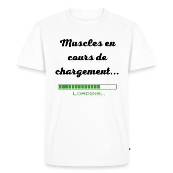 Muscles en cours de chargement... - T-shirt Premium bio Homme - blanc - Devant - Nico (187cm)