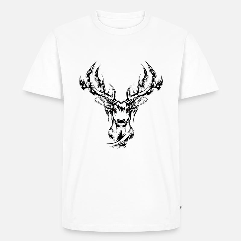 Hirschkopf simpel schwarz - Männer Premium Bio T-Shirt - Weiß