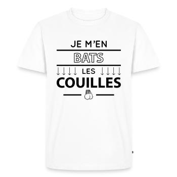 Je men bats les couilles - T-shirt Premium bio Homme - blanc - Devant - Nico (187cm)