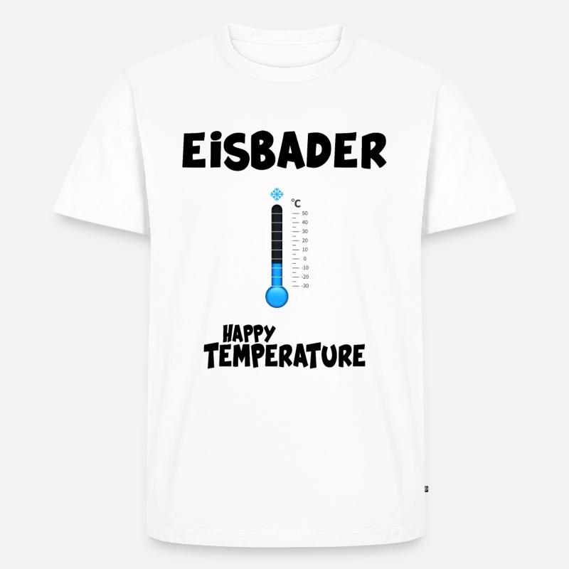 Eisbader Eisbadezeit "Happy Temperature" - Männer Premium Bio T-Shirt - Weiß