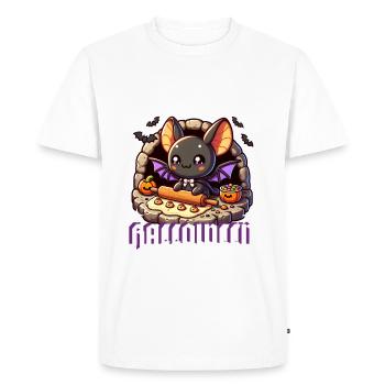 Chauves-souris et bonbons Halloween - T-shirt Premium bio Homme - blanc - Devant - Nico (187cm)
