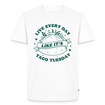 Tous les jours, c’est le mardi des tacos - T-shirt Premium bio Homme - blanc - Devant - Nico (187cm)