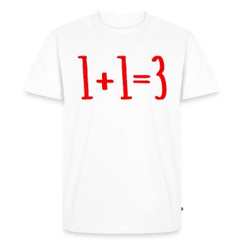 1 + 1 = 3 (Red) Pregnant Pregnancy Baby Announcement etc - Men's Premium Organic T-Shirt - white - Front - Nico (187cm)