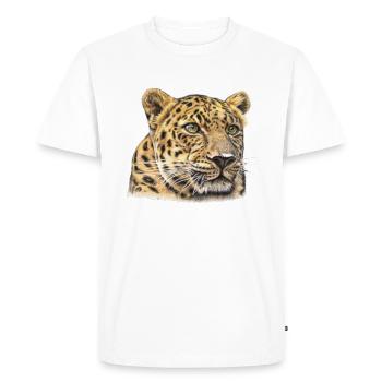 Guépard Aquarelle - T-shirt Premium bio Homme - blanc - Devant - Nico (187cm)