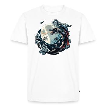 Mystical Dragon and Moon - Celestial Fantasy - Men's Premium Organic T-Shirt - white - Front - Nico (187cm)