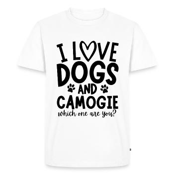 I love dogs and camogie. Which one are you? - Men's Premium Organic T-Shirt - white - Front - Nico (187cm)
