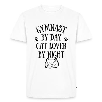 Gymnaste de jour. Amoureux des chats la nuit - T-shirt Premium bio Homme - blanc - Devant - Nico (187cm)
