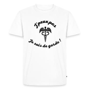 J peux pas je suis de garde médecin ! - T-shirt Premium bio Homme - blanc - Devant - Nico (187cm)