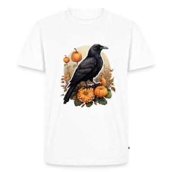 Citrouille corbeau d’Halloween - T-shirt Premium bio Homme - blanc - Devant - Nico (187cm)