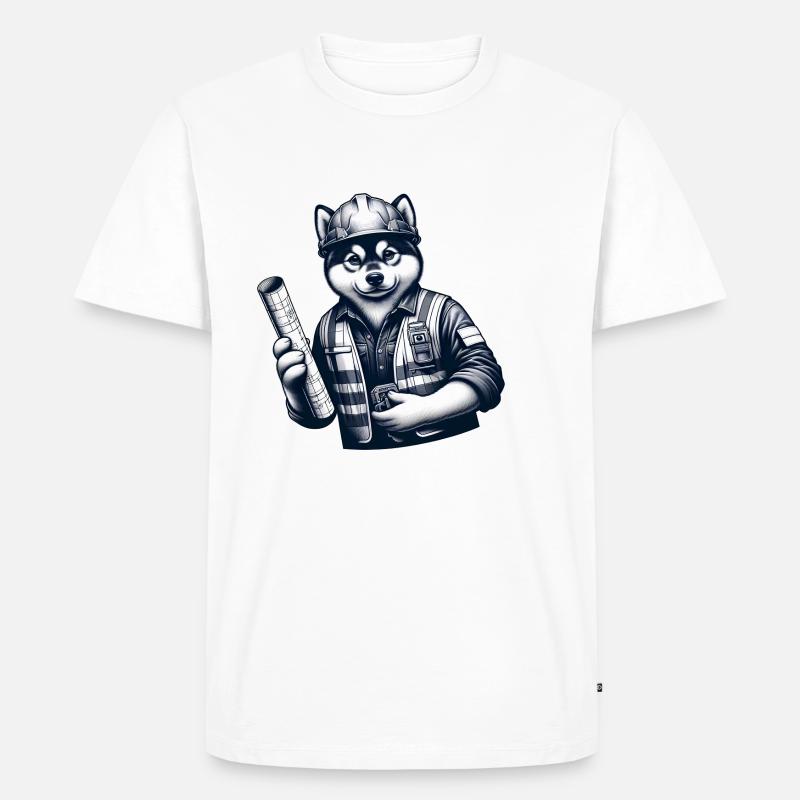 Cute Dog Construction Worker - Männer Premium Bio T-Shirt - Weiß