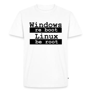 Windows re boot - Linux be root - Men's Premium Organic T-Shirt - white - Front - Nico (187cm)