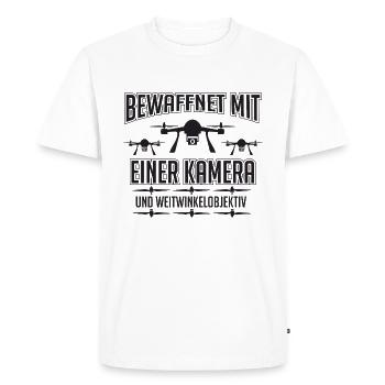 Mon drone est armé d'une caméra - T-shirt Premium bio Homme - blanc - Devant - Nico (187cm)