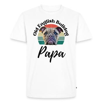 VIEIL ANGLAIS BULLDOG PAPA Chien Chiens Bulldog - T-shirt Premium bio Homme - blanc - Devant - Nico (187cm)