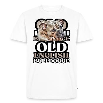 OLD ENGLISH BULLDOG Chien Chiens Bouledogue - T-shirt Premium bio Homme - blanc - Devant - Nico (187cm)
