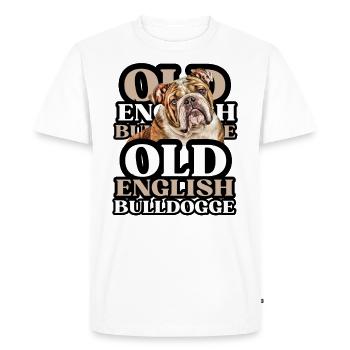 OLD ENGLISH BULLDOG Chien Chiens Bouledogue - T-shirt Premium bio Homme - blanc - Devant - Nico (187cm)