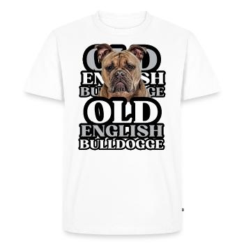 OLD ENGLISH BULLDOG Chien Chiens Bouledogue - T-shirt Premium bio Homme - blanc - Devant - Nico (187cm)