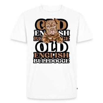 OLD ENGLISH BULLDOG Chien Chiens Bouledogue - T-shirt Premium bio Homme - blanc - Devant - Nico (187cm)