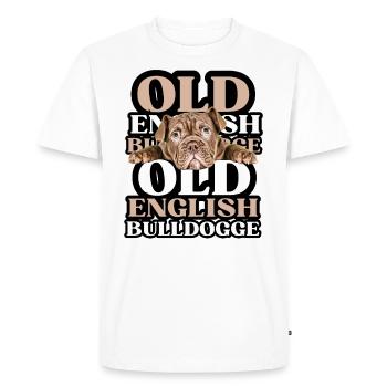OLD ENGLISH BULLDOG Chien Chiens Bouledogue - T-shirt Premium bio Homme - blanc - Devant - Nico (187cm)